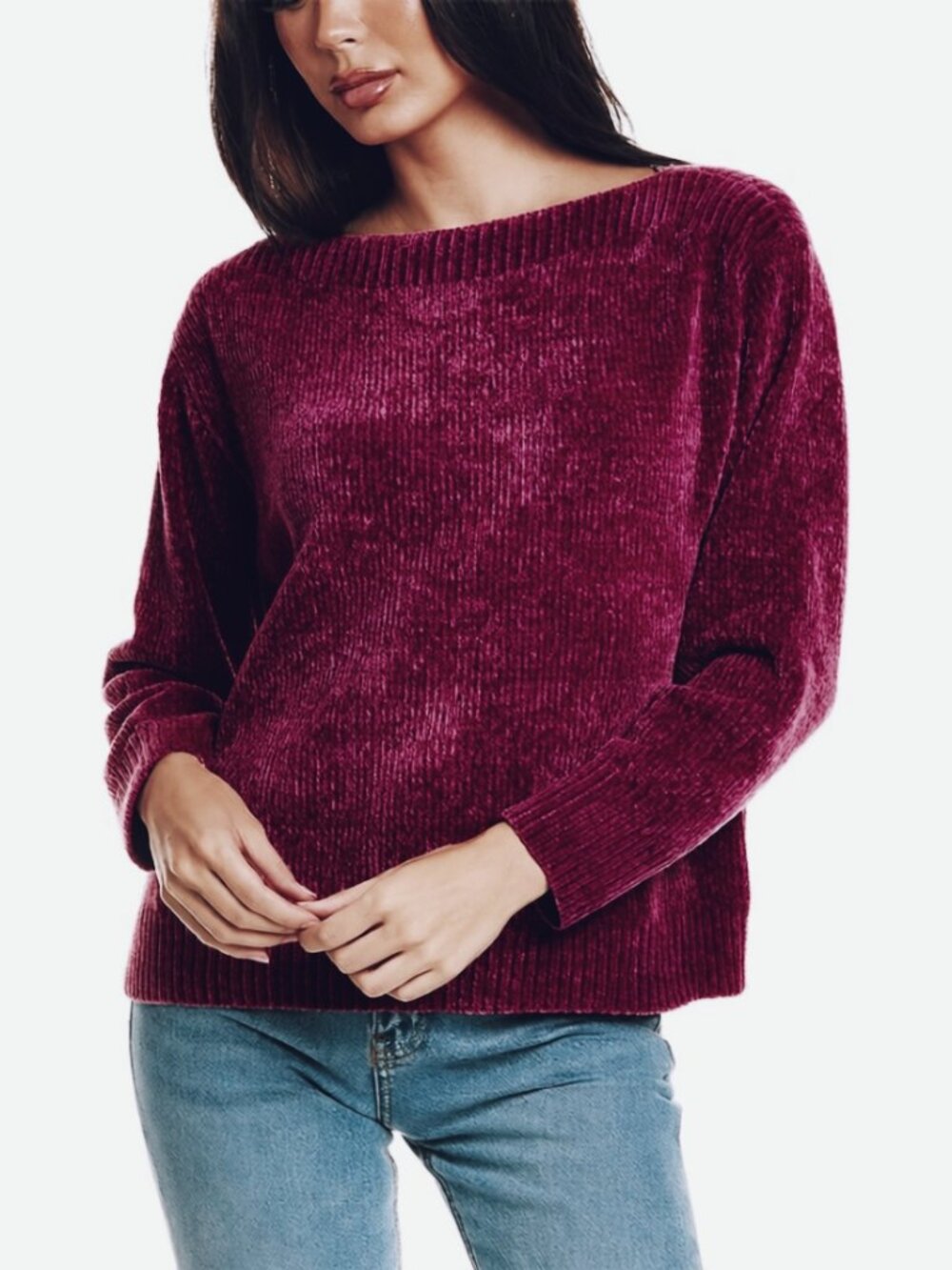 TOMMY BAHAMA Maroon Luna Chenille Boatneck Sweater